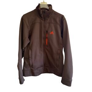 Adidas ClimaWarm Brown Full Zip Jacket Men’s SZ M Thumbholes Outdoor Activewear
